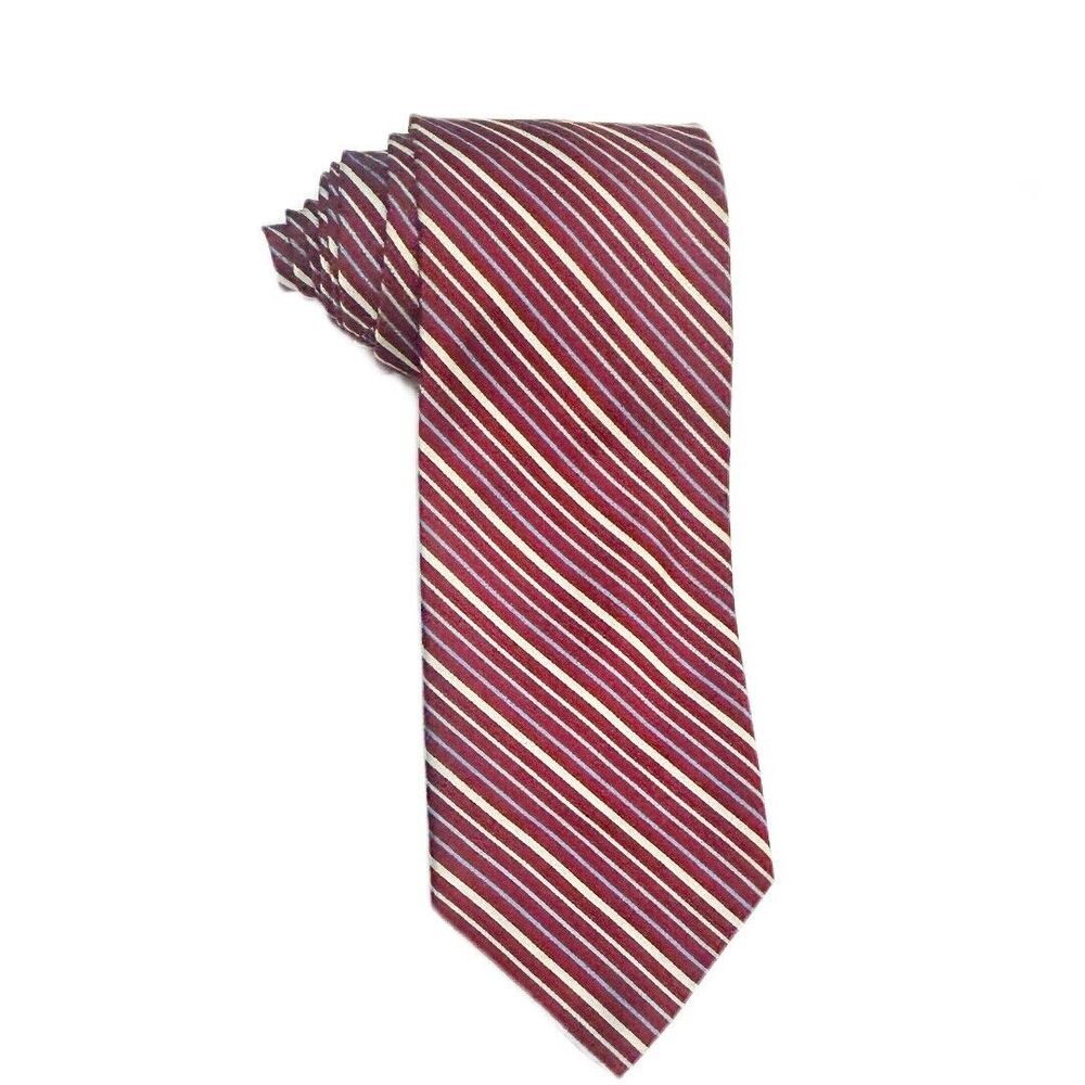 Brooks Brothers 346 Men's Red Striped Pure Silk Tie Made In USA 60" X 3 1/2"